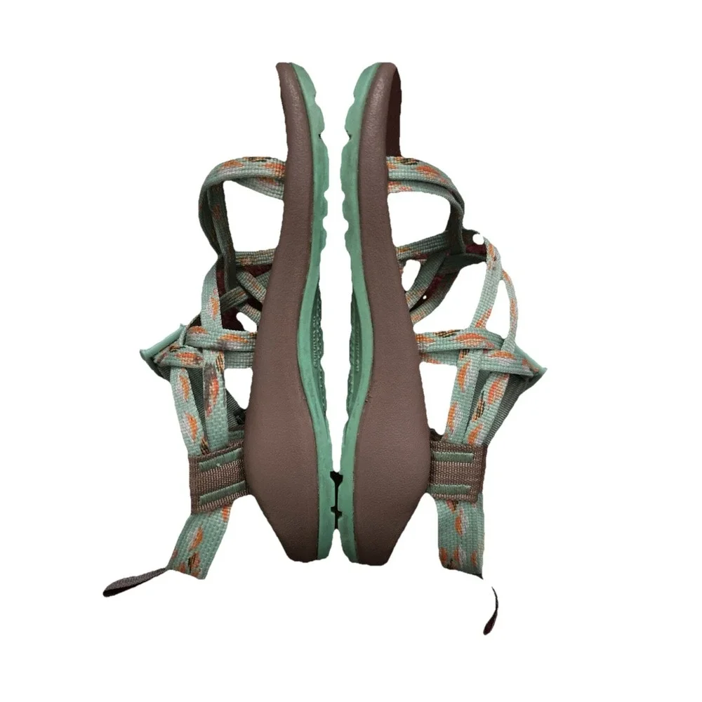Chaco ZX1 EcoTread Sandals Youth Kids Size 2 Green Orange Strappy‎ Hiking
